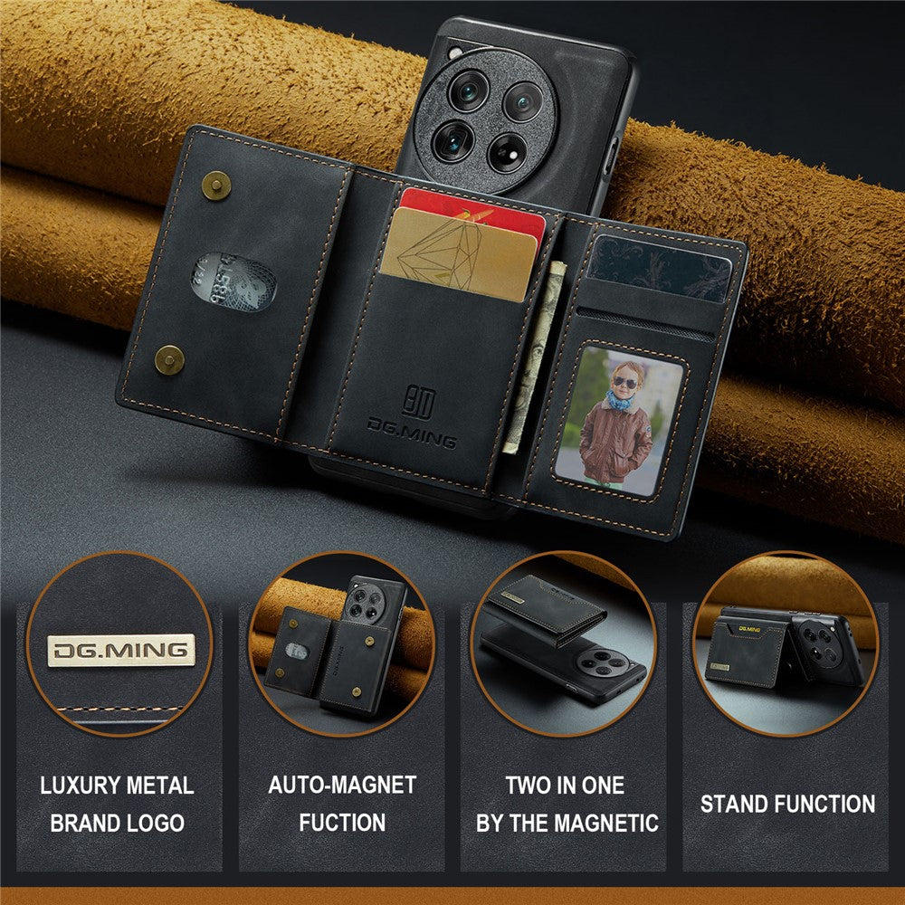 DG.MING M2 Series for OnePlus 12 5G Kickstand Case Detachable Magnetic Wallet Phone Cover