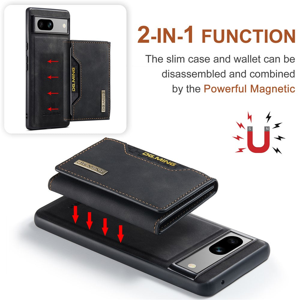 DG.MING M2 Series for Google Pixel 8a Case Detachable Wallet Leather Coated PC+TPU Phone Cover