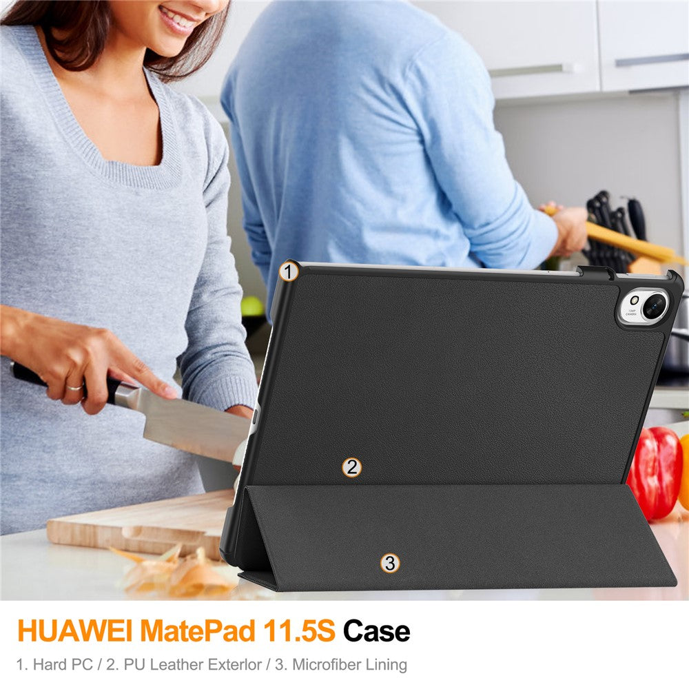 For Huawei MatePad 11.5 S (2025) / MatePad 11.5 S Case Auto Wake / Sleep Tri-Fold Stand Leather Tablet Cover