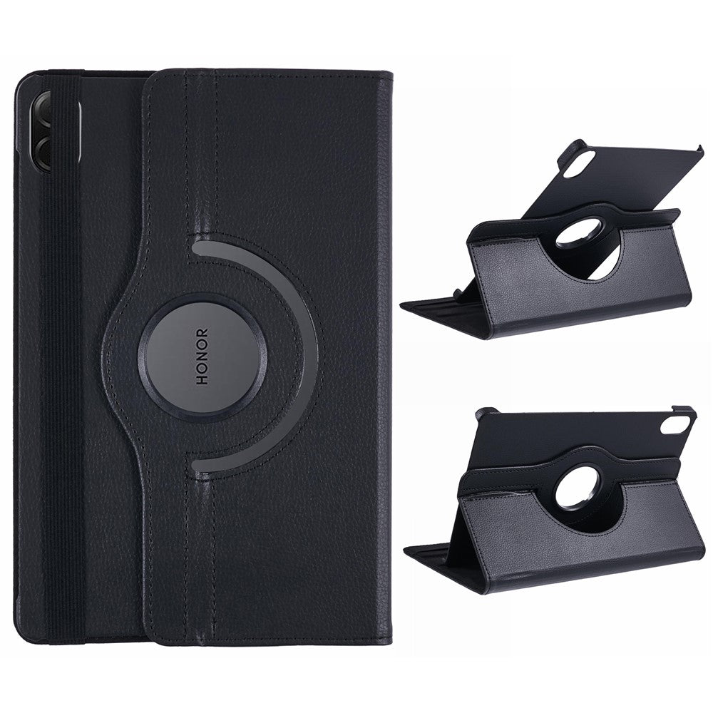 For Honor Pad X8a / Pad X9 Case Rotating Stand PU Leather+PC Tablet Cover with Elastic Band