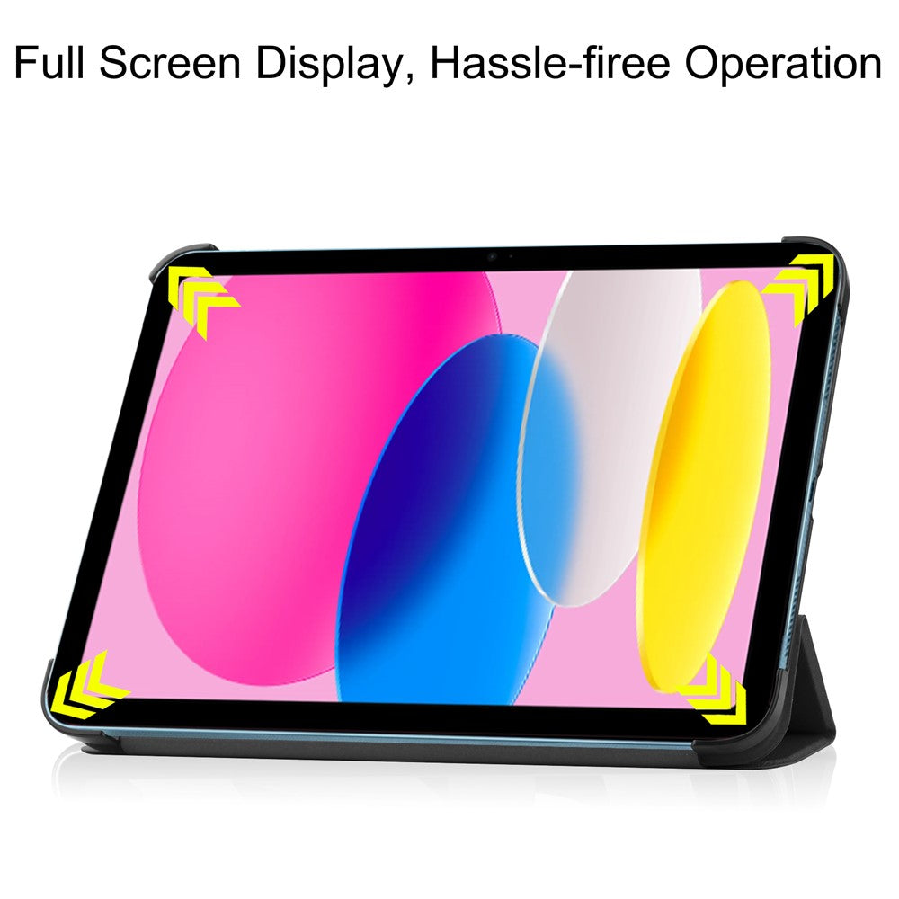 For iPad (2025) / 10.9 (2022) Case Anti-Drop Leather Tri-fold Stand Tablet Cover- Dark Blue
