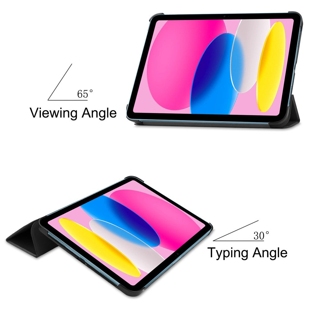 For iPad (2025) / 10.9 (2022) Case Anti-Drop Leather Tri-fold Stand Tablet Cover- Dark Blue