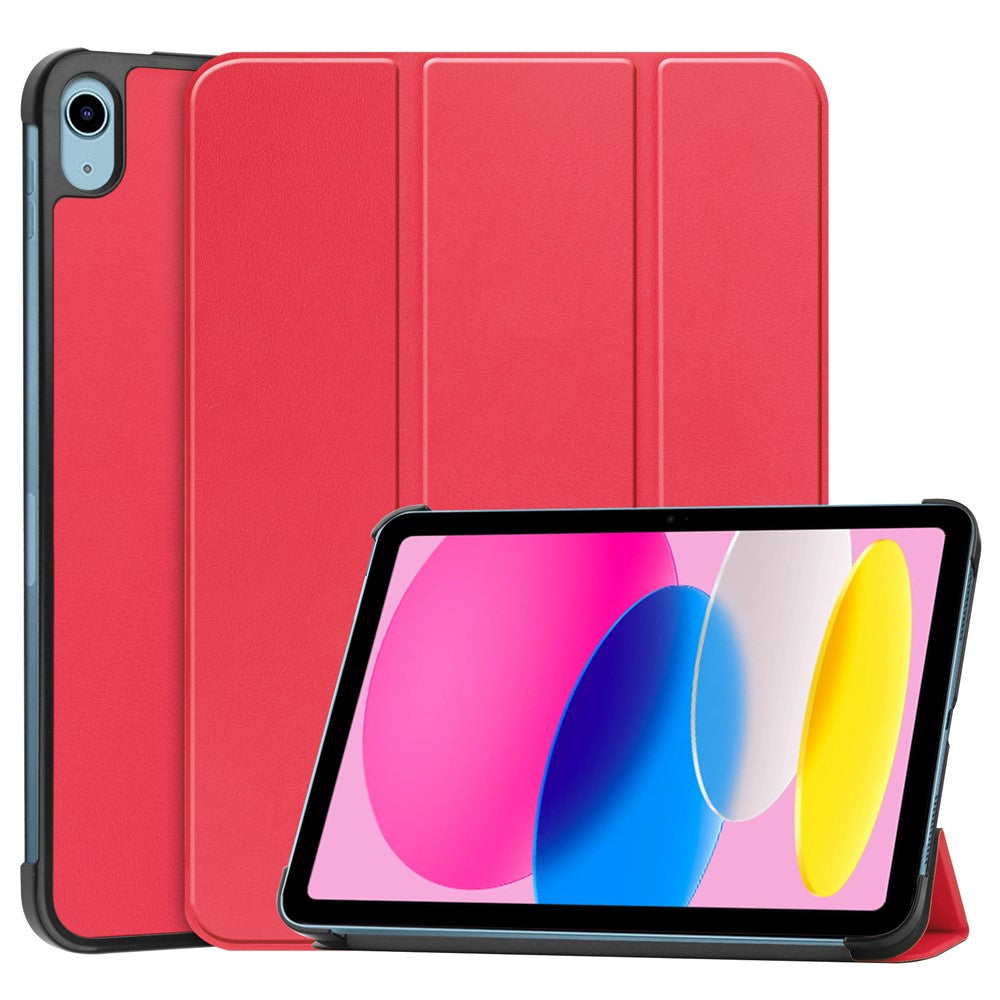 For iPad (2025) / 10.9 (2022) Case Anti-Drop Leather Tri-fold Stand Tablet Cover- Dark Blue