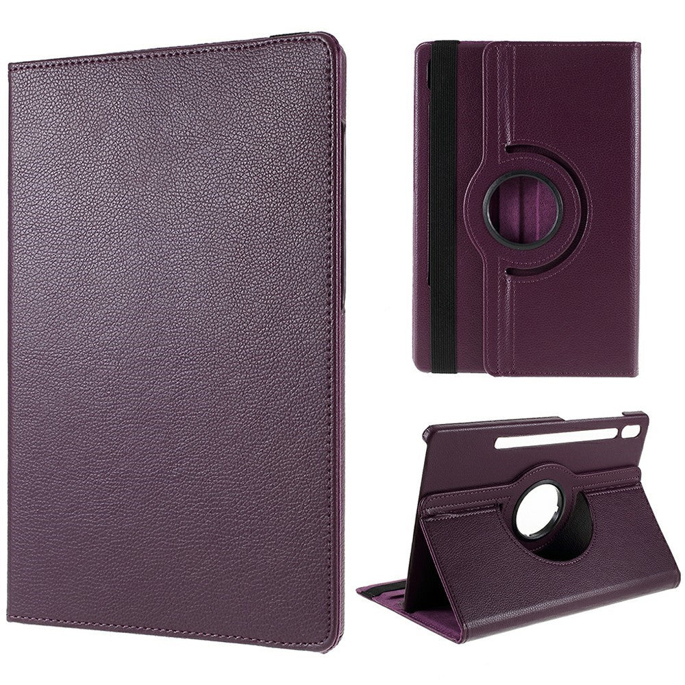 For Samsung Galaxy Tab S10 FE+ Case Rotating Stand PU Leather + PC Tablet Cover with Elastic Band