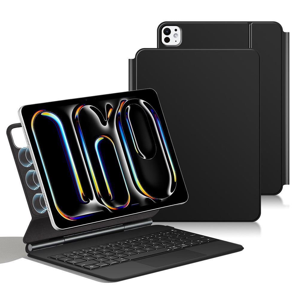 For iPad Pro 11 (2025) / 11 (2024) Smart Pogo Pin Direct Connection Keyboard + Leather Tablet Case