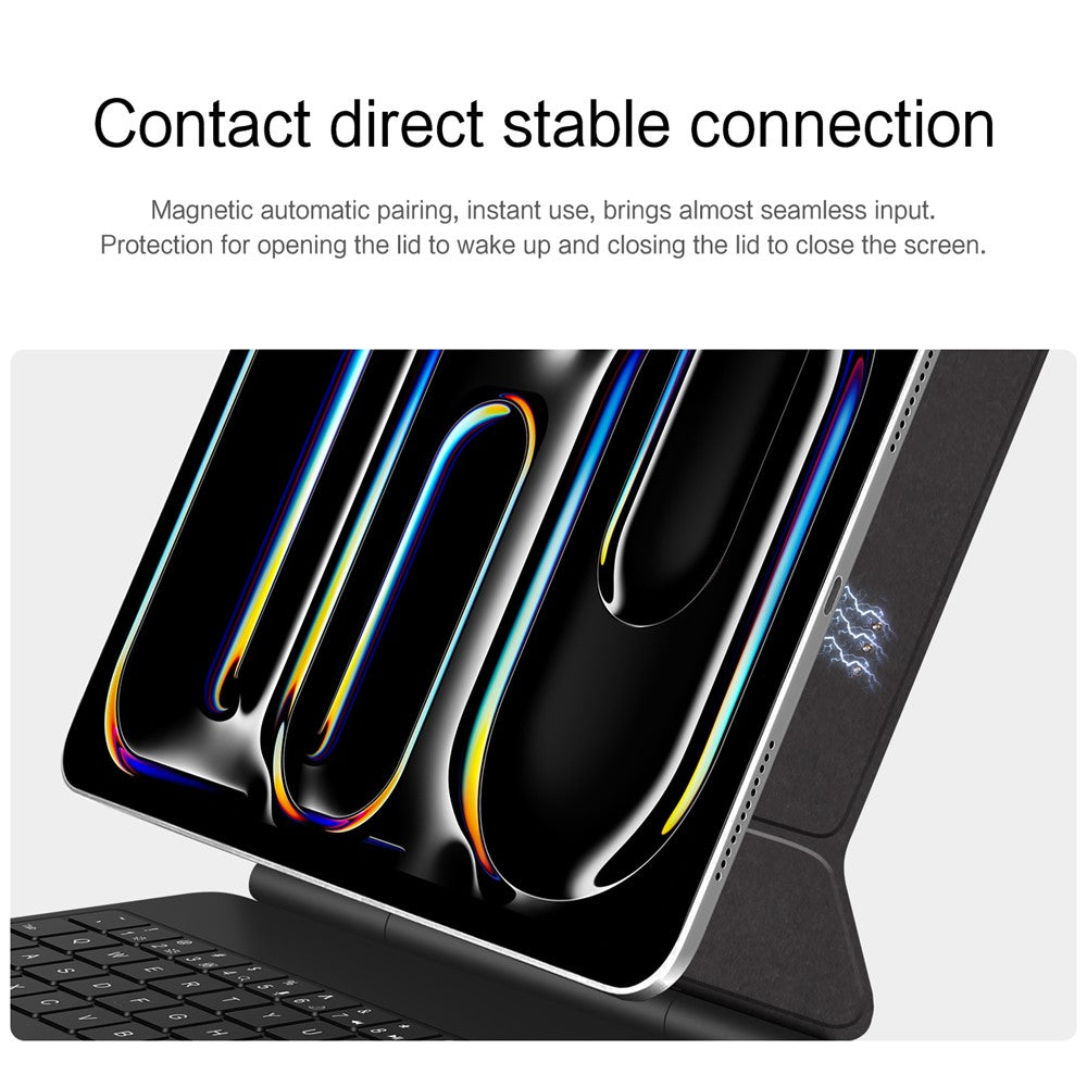 For iPad Pro 11 (2025) / 11 (2024) Smart Pogo Pin Direct Connection Keyboard + Leather Tablet Case