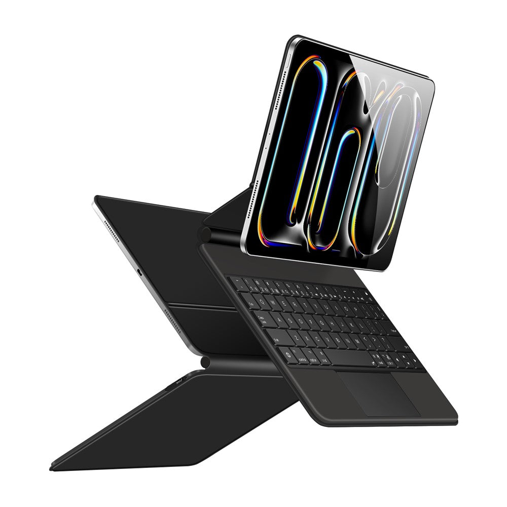For iPad Pro 11 (2025) / 11 (2024) Smart Pogo Pin Direct Connection Keyboard + Leather Tablet Case
