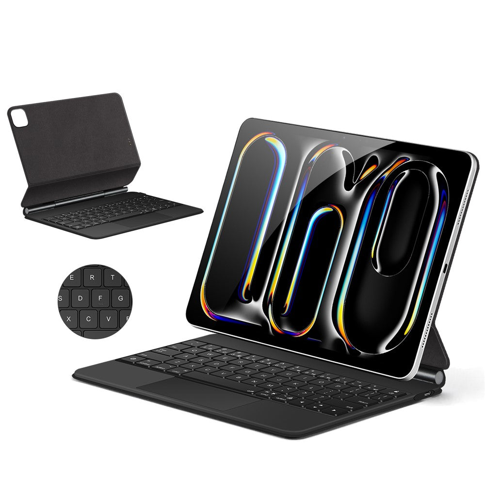 For iPad Pro 11 (2025) / 11 (2024) Smart Pogo Pin Direct Connection Keyboard + Leather Tablet Case