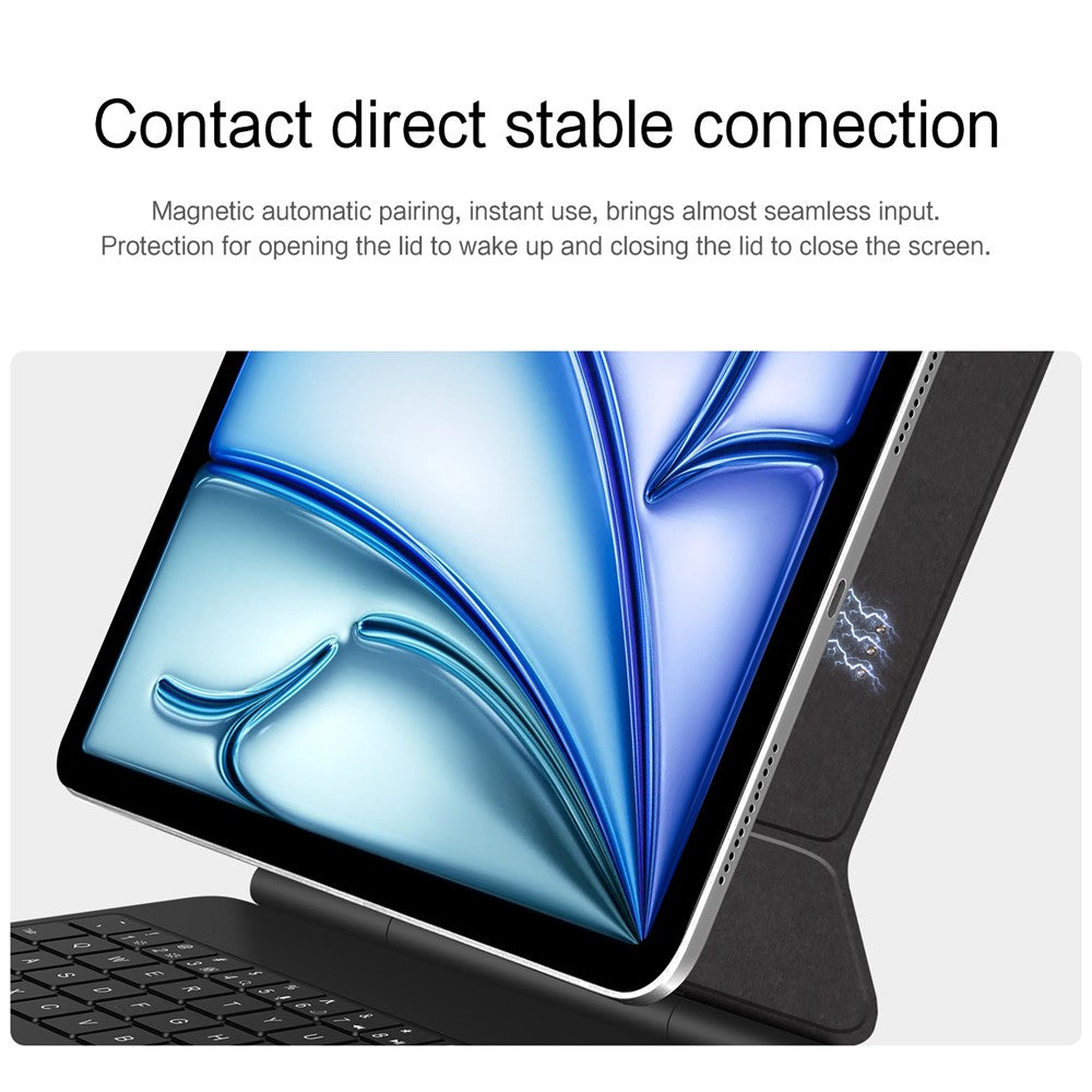 Keyboard For iPad Air 11 (2025) (2024) / Air (2022) (2020) / Pro 11 (2022) (2021) (2020) (2018) Pogo Pin Direct Connection Keyboard + Leather Case