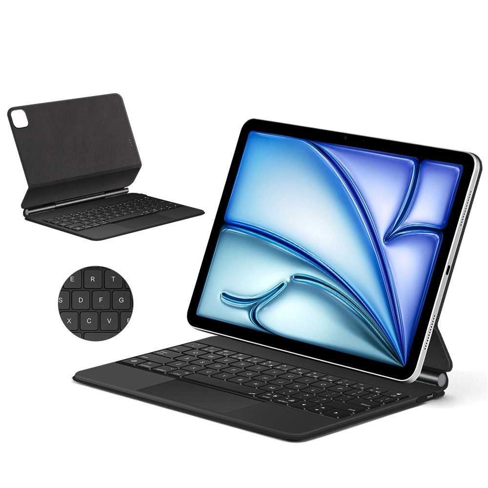 Keyboard For iPad Air 11 (2025) (2024) / Air (2022) (2020) / Pro 11 (2022) (2021) (2020) (2018) Pogo Pin Direct Connection Keyboard + Leather Case