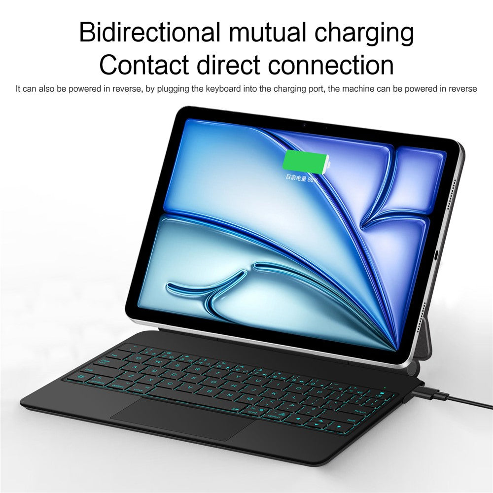 Keyboard For iPad Air 13 (2025) (2024) / Pro 12.9 (2022) (2021) (2020) (2018) Smart Pogo Pin Direct Connection Keyboard + Leather Case