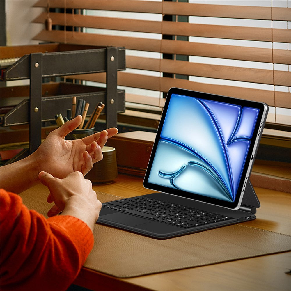 Keyboard For iPad Air 13 (2025) (2024) / Pro 12.9 (2022) (2021) (2020) (2018) Smart Pogo Pin Direct Connection Keyboard + Leather Case