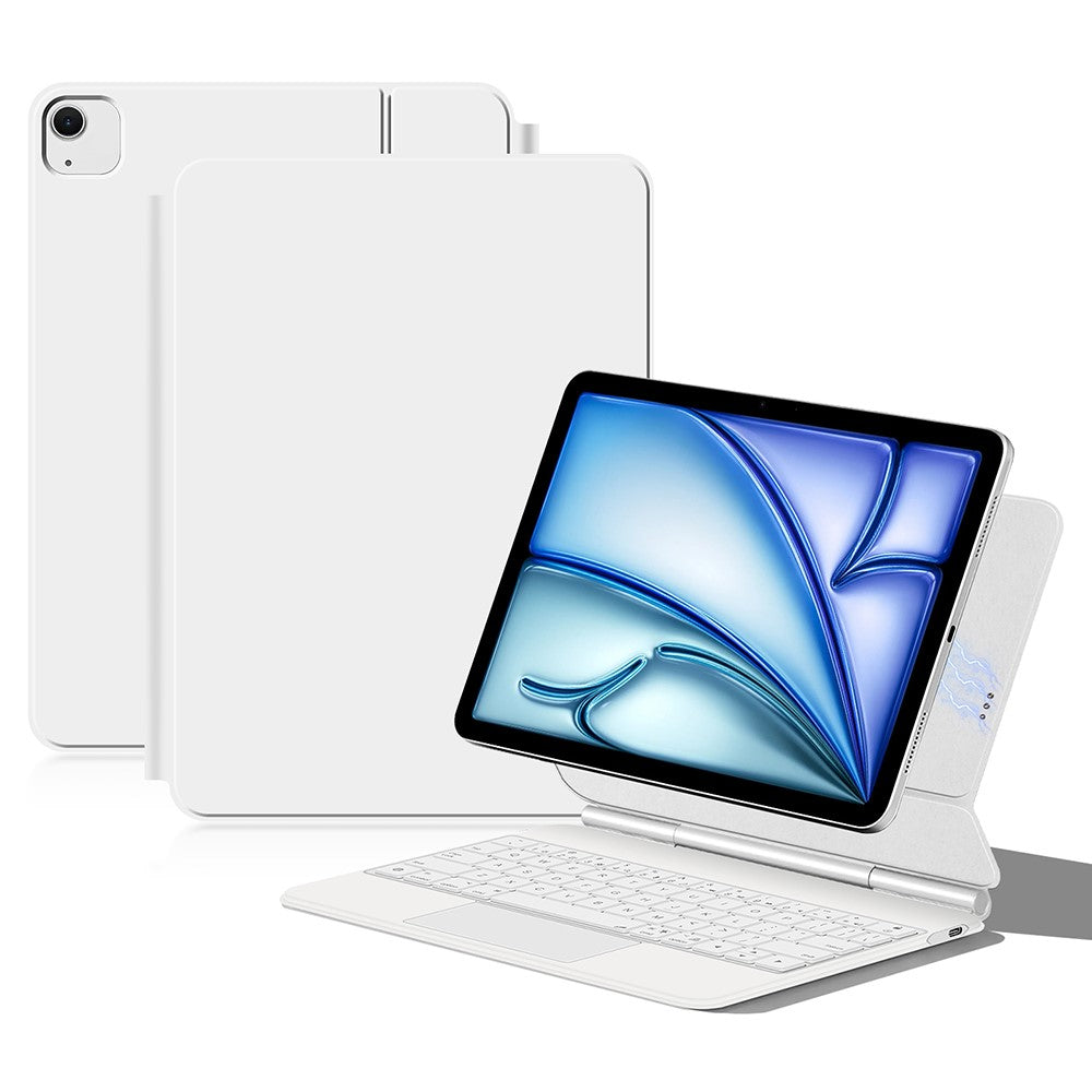 Keyboard For iPad Air 13 (2025) (2024) / Pro 12.9 (2022) (2021) (2020) (2018) Smart Pogo Pin Direct Connection Keyboard + Leather Case