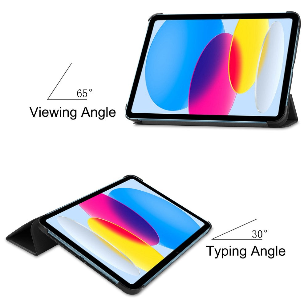 For iPad (2025) / 10.9 (2022) PU Leather Protective Case Drop-Proof Tri-Fold Stand Tablet Cover with Auto Wake  /  Sleep
