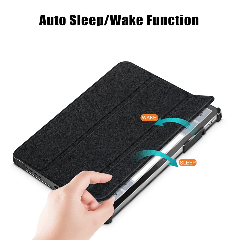 For Lenovo Tab P11 Pro Gen 2 Drop-proof Tablet Cover Auto Wake and Sleep PU Leather Tri-fold Stand Tablet Case