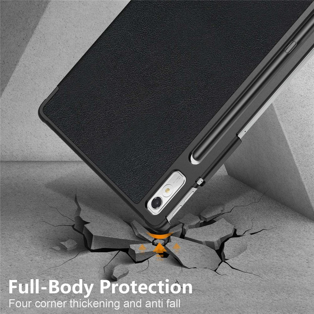 For Lenovo Tab P11 Pro Gen 2 Drop-proof Tablet Cover Auto Wake and Sleep PU Leather Tri-fold Stand Tablet Case