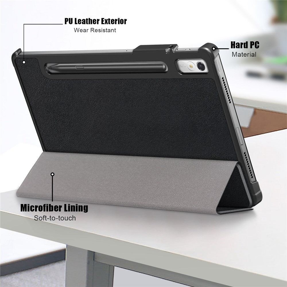 For Lenovo Tab P11 Pro Gen 2 Drop-proof Tablet Cover Auto Wake and Sleep PU Leather Tri-fold Stand Tablet Case