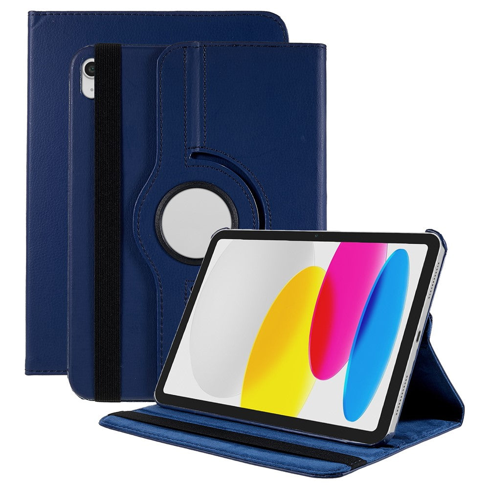 For iPad (2025) / 10.9 (2022) Protective Case Rotary Stand PU Leather Anti-Drop Tablet Cover with Elastic Band