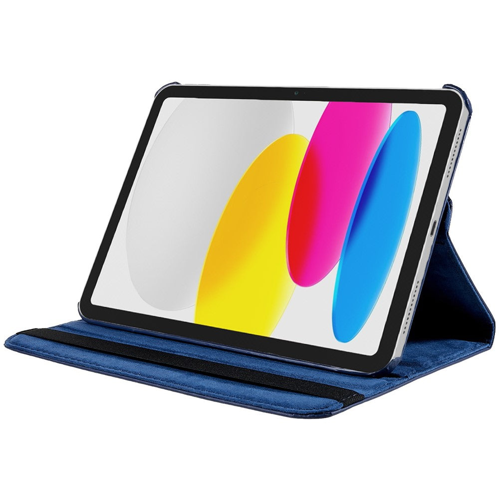 For iPad (2025) / 10.9 (2022) Protective Case Rotary Stand PU Leather Anti-Drop Tablet Cover with Elastic Band