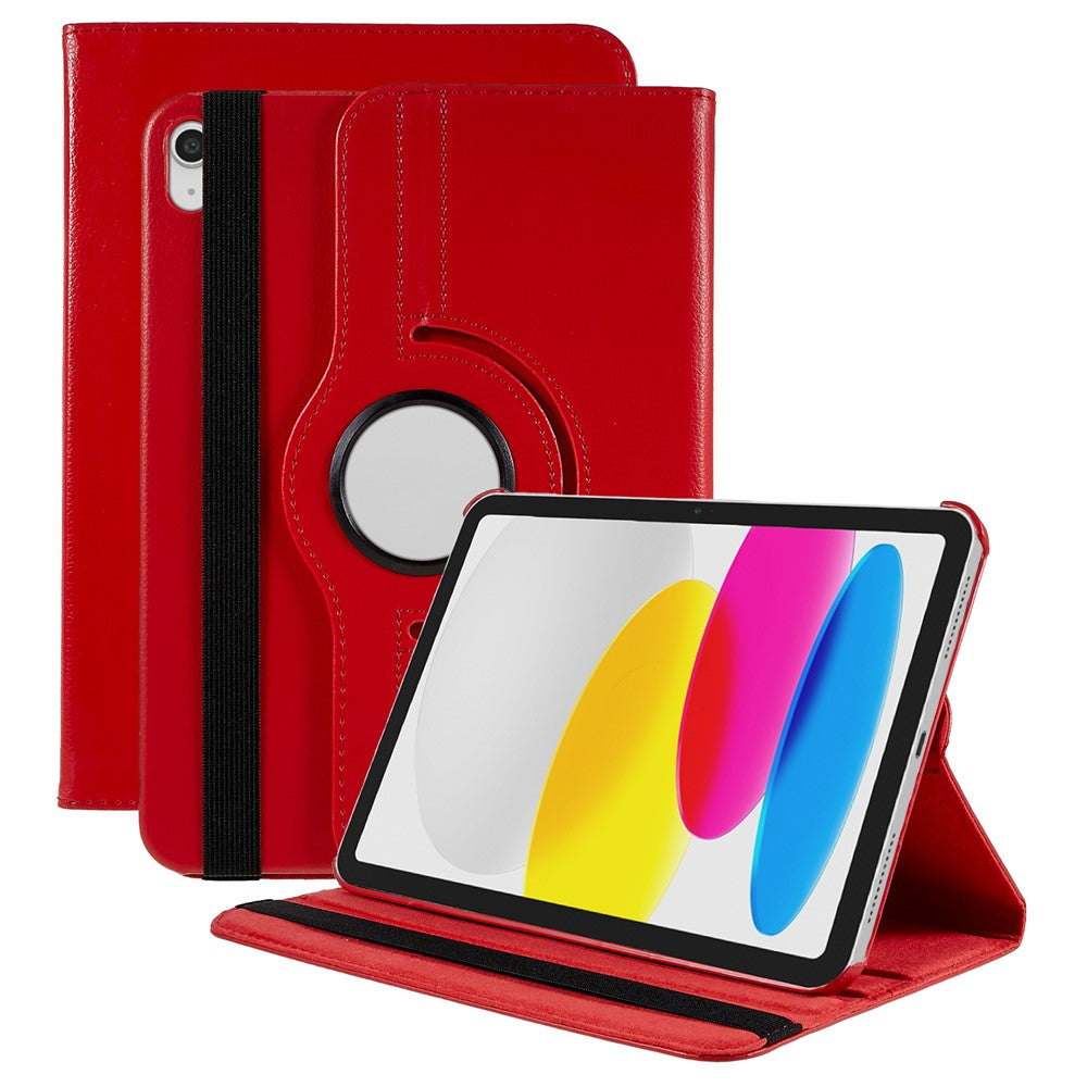 For iPad (2025) / 10.9 (2022) Protective Case Rotary Stand PU Leather Anti-Drop Tablet Cover with Elastic Band