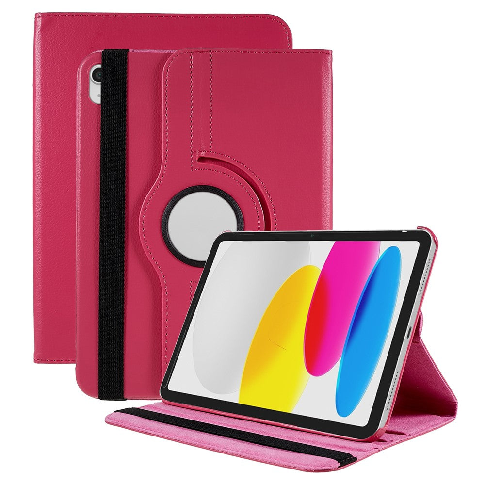 For iPad (2025) / 10.9 (2022) Protective Case Rotary Stand PU Leather Anti-Drop Tablet Cover with Elastic Band
