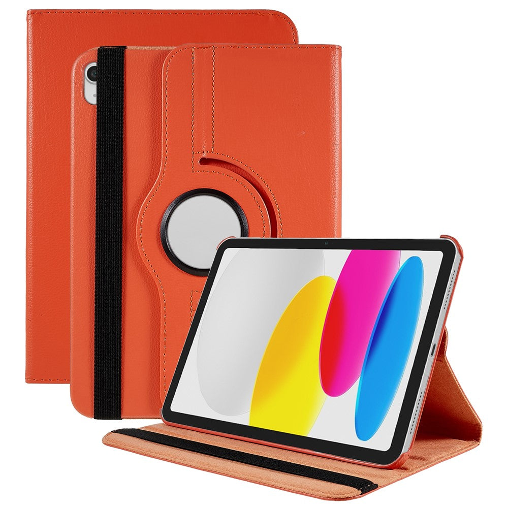 For iPad (2025) / 10.9 (2022) Protective Case Rotary Stand PU Leather Anti-Drop Tablet Cover with Elastic Band