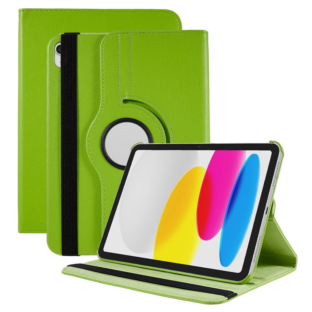 For iPad (2025) / 10.9 (2022) Protective Case Rotary Stand PU Leather Anti-Drop Tablet Cover with Elastic Band