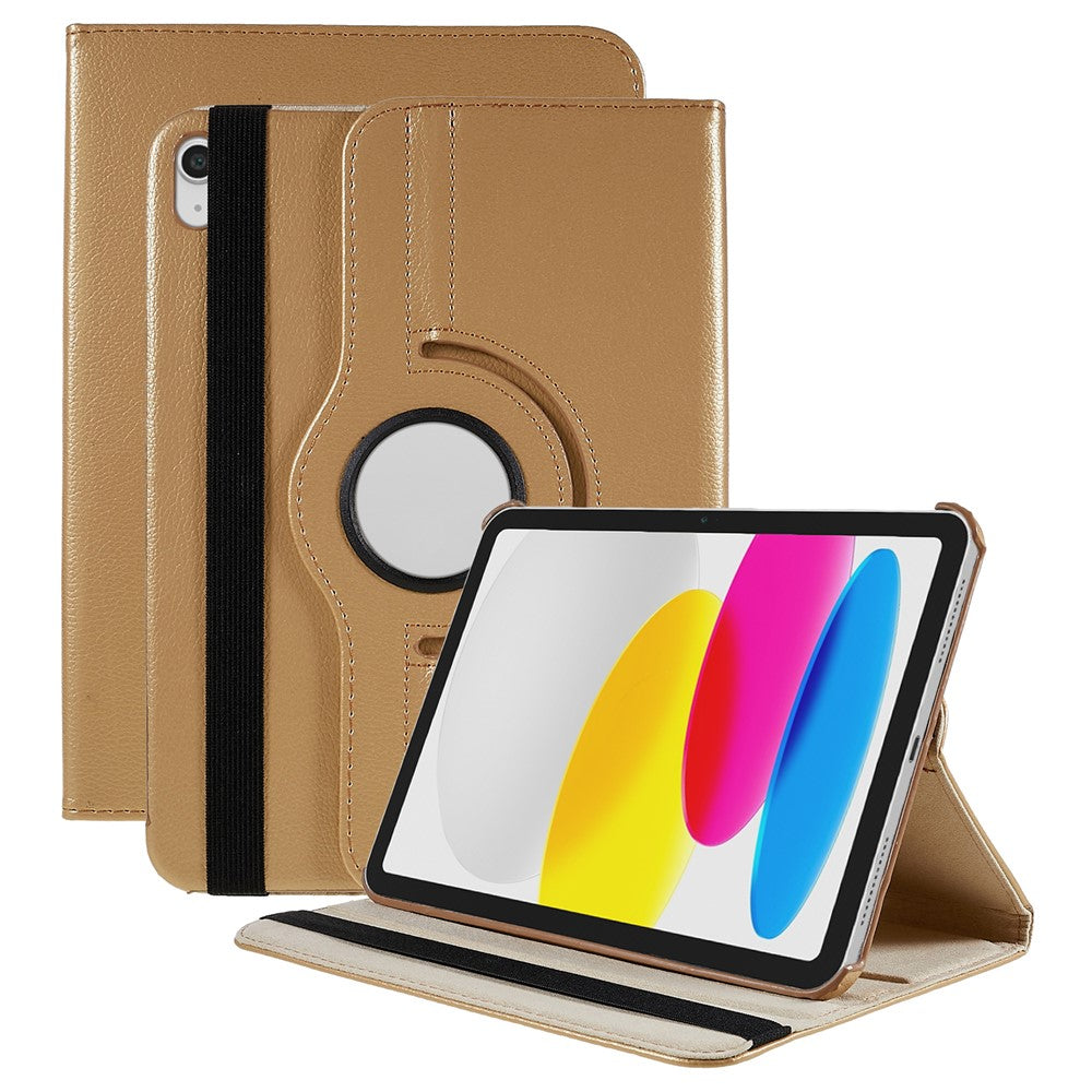 For iPad (2025) / 10.9 (2022) Protective Case Rotary Stand PU Leather Anti-Drop Tablet Cover with Elastic Band