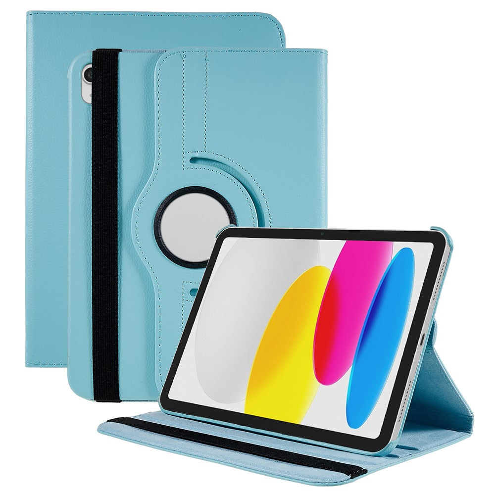 For iPad (2025) / 10.9 (2022) Protective Case Rotary Stand PU Leather Anti-Drop Tablet Cover with Elastic Band