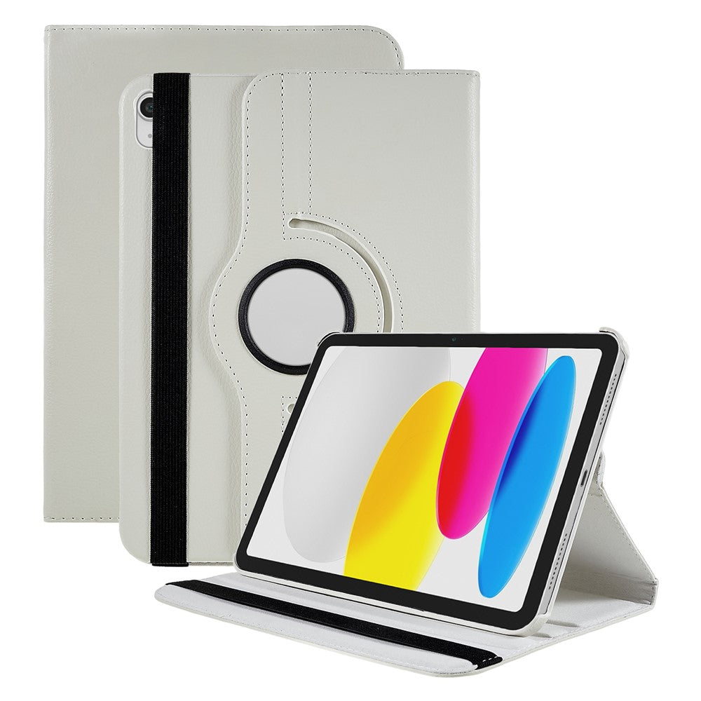 For iPad (2025) / 10.9 (2022) Protective Case Rotary Stand PU Leather Anti-Drop Tablet Cover with Elastic Band