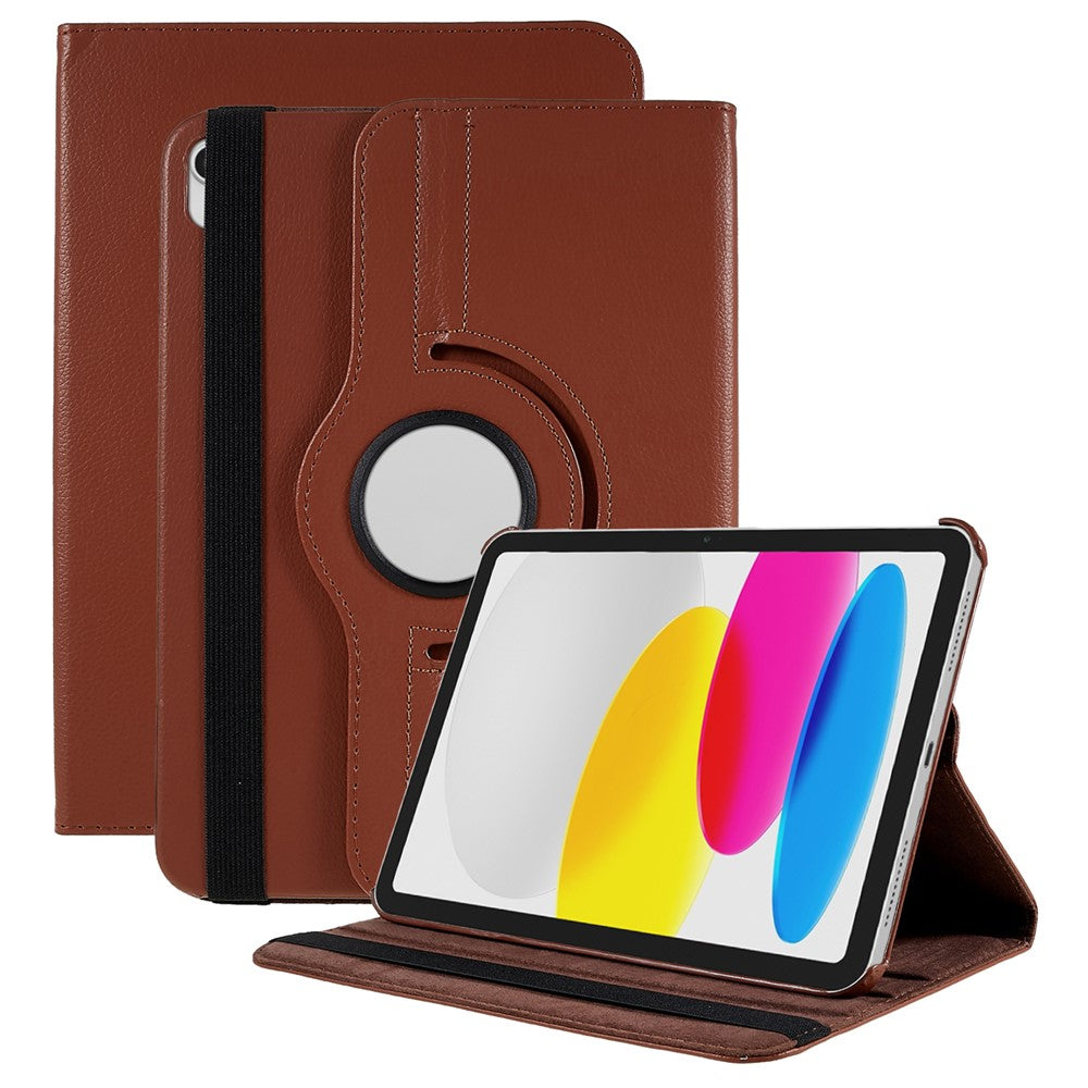For iPad (2025) / 10.9 (2022) Protective Case Rotary Stand PU Leather Anti-Drop Tablet Cover with Elastic Band