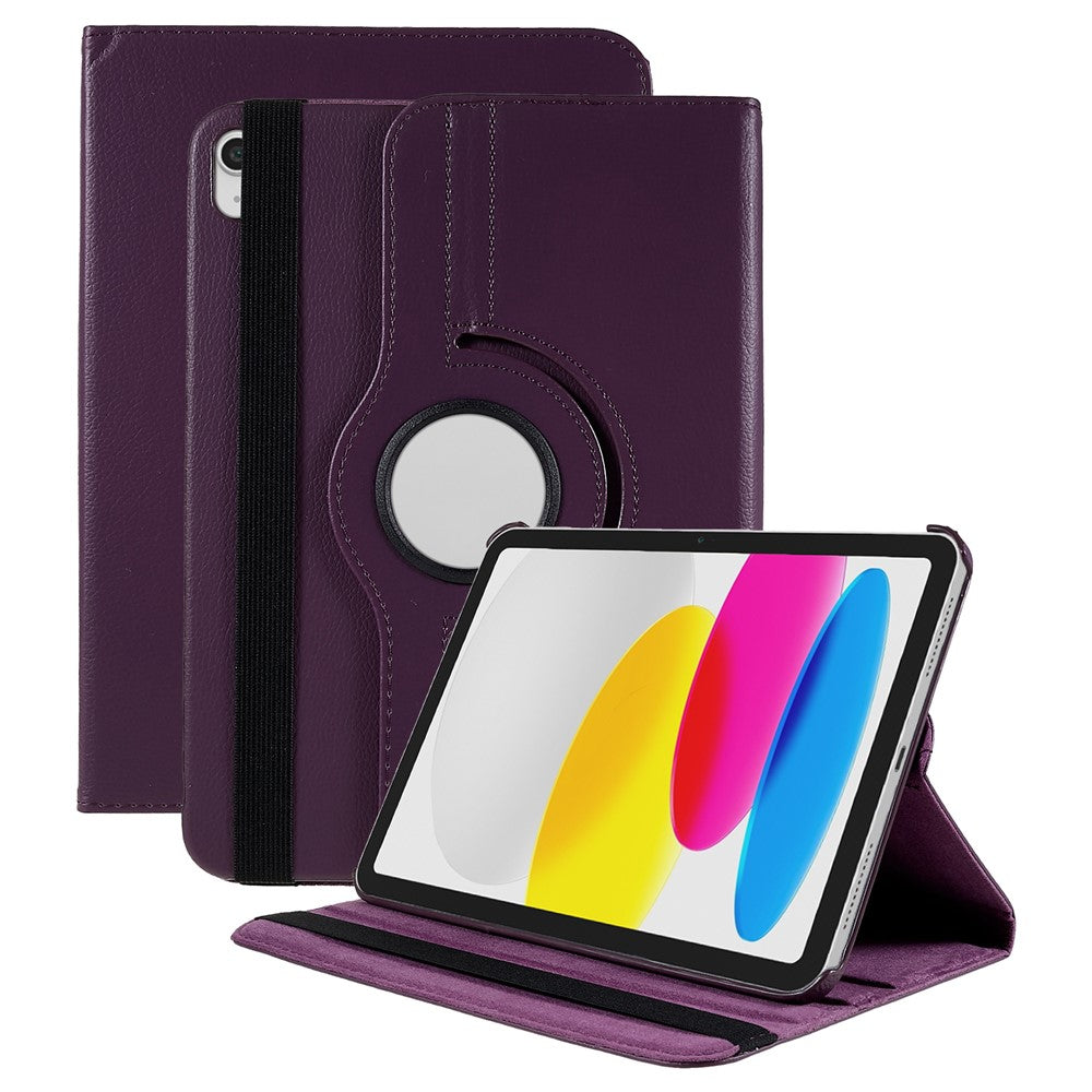 For iPad (2025) / 10.9 (2022) Protective Case Rotary Stand PU Leather Anti-Drop Tablet Cover with Elastic Band