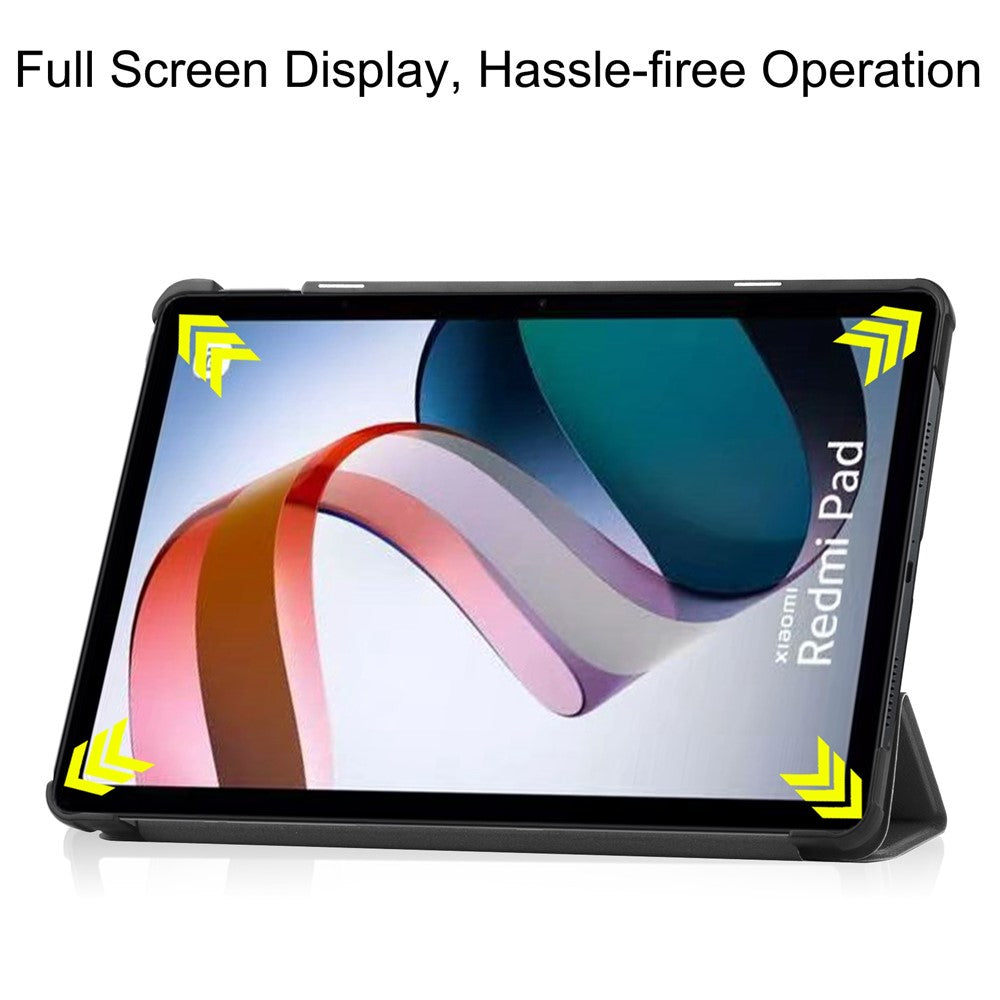 For Xiaomi Redmi Pad PU Leather Trifold Stand Cover Auto Sleep / Wake Protective Shell