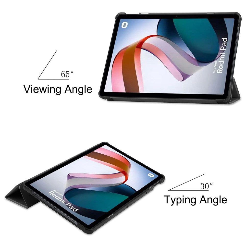 For Xiaomi Redmi Pad PU Leather Trifold Stand Cover Auto Sleep / Wake Protective Shell