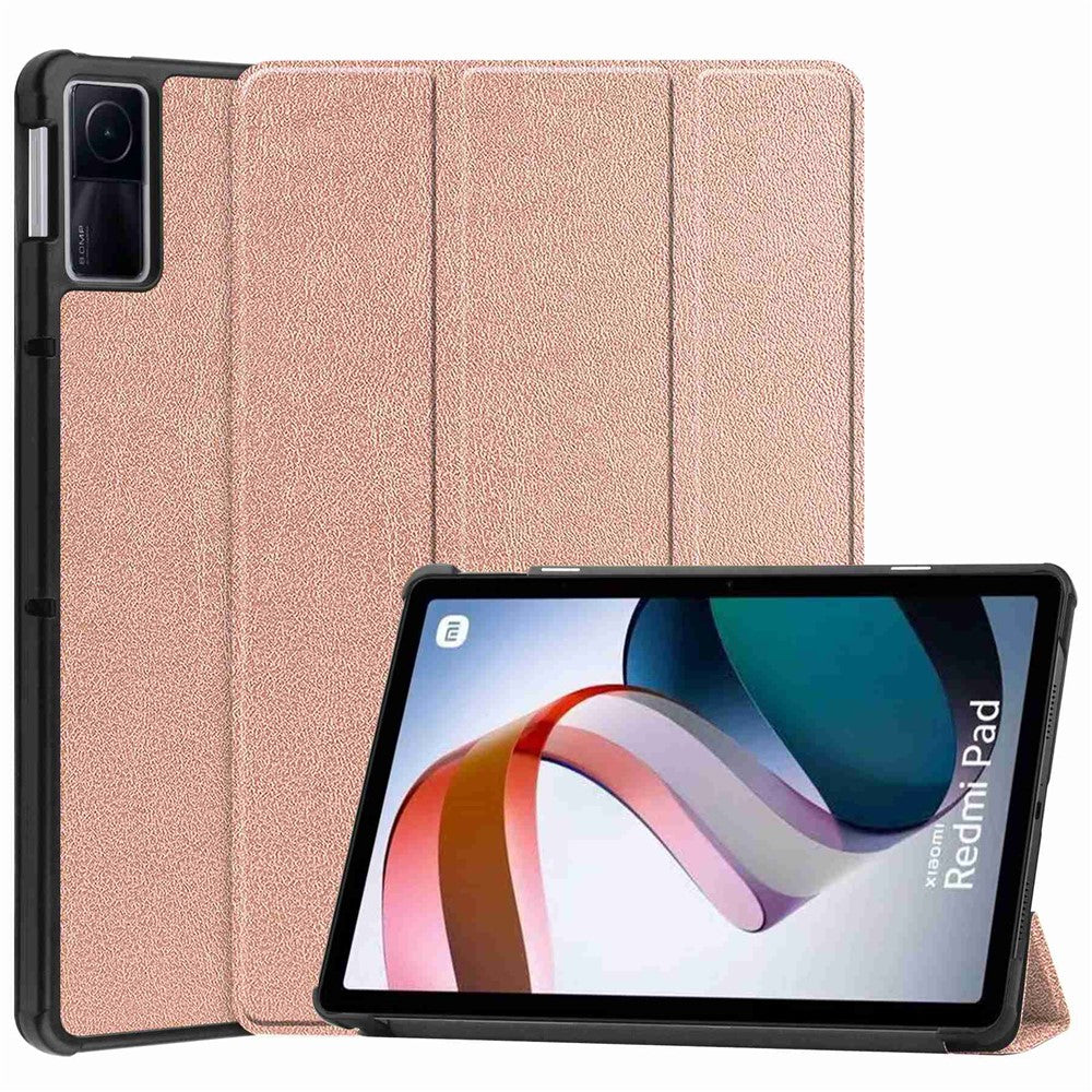 For Xiaomi Redmi Pad PU Leather Trifold Stand Cover Auto Sleep / Wake Protective Shell