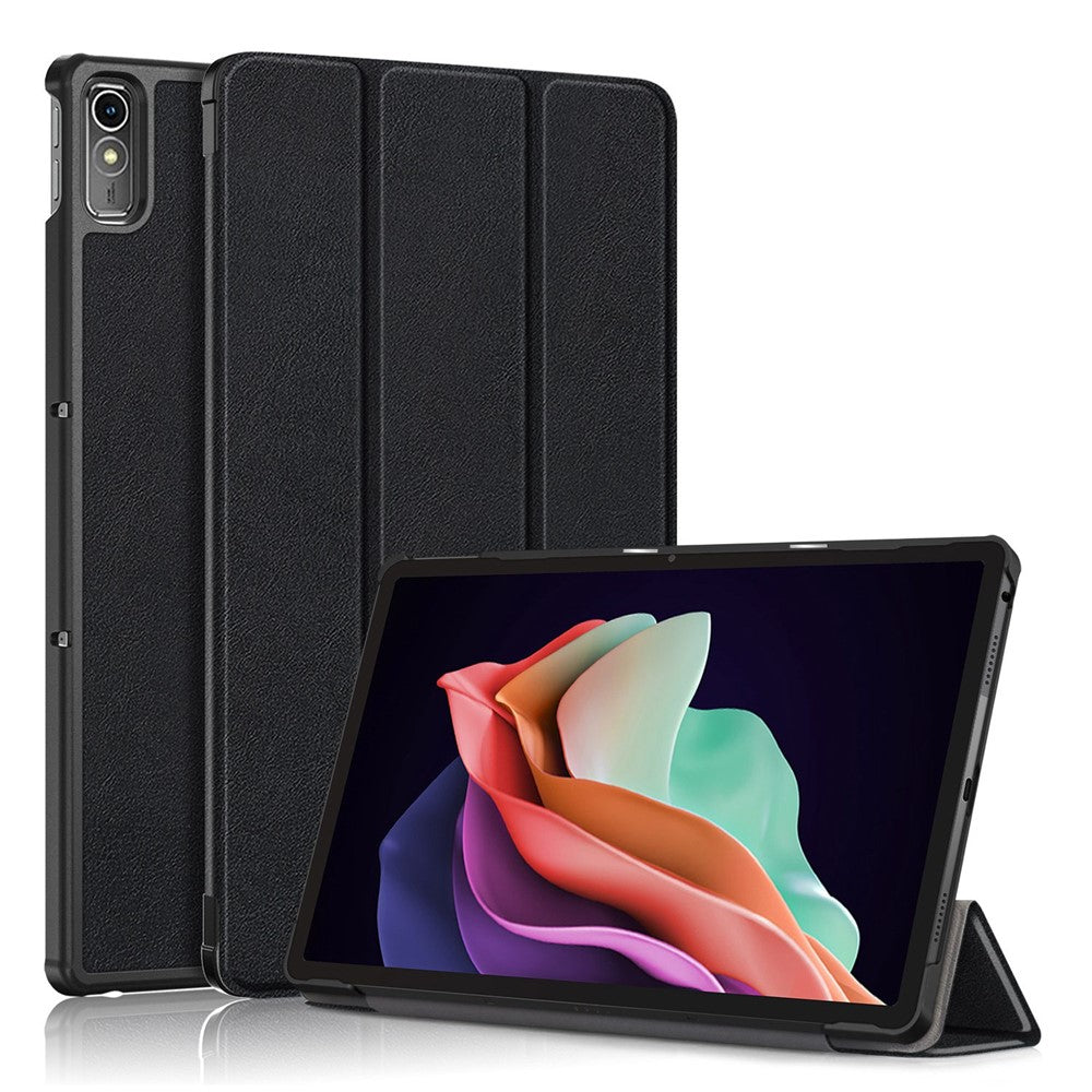 For Lenovo Tab P11 Gen 2 Solid Color PU Leather Tablet Case Tri-fold Stand Auto Wake  /  Sleep Smart Cover