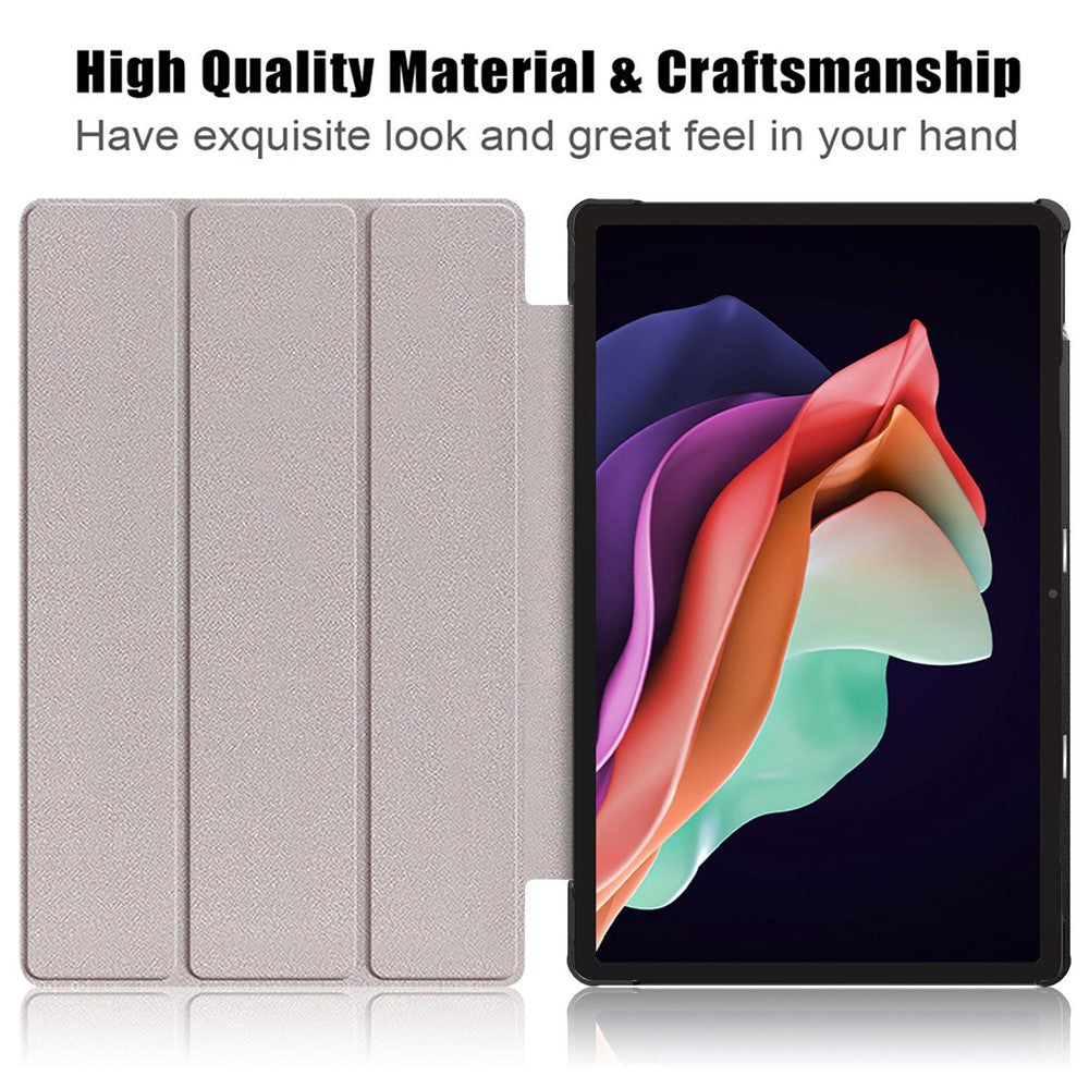 For Lenovo Tab P11 Gen 2 Solid Color PU Leather Tablet Case Tri-fold Stand Auto Wake  /  Sleep Smart Cover