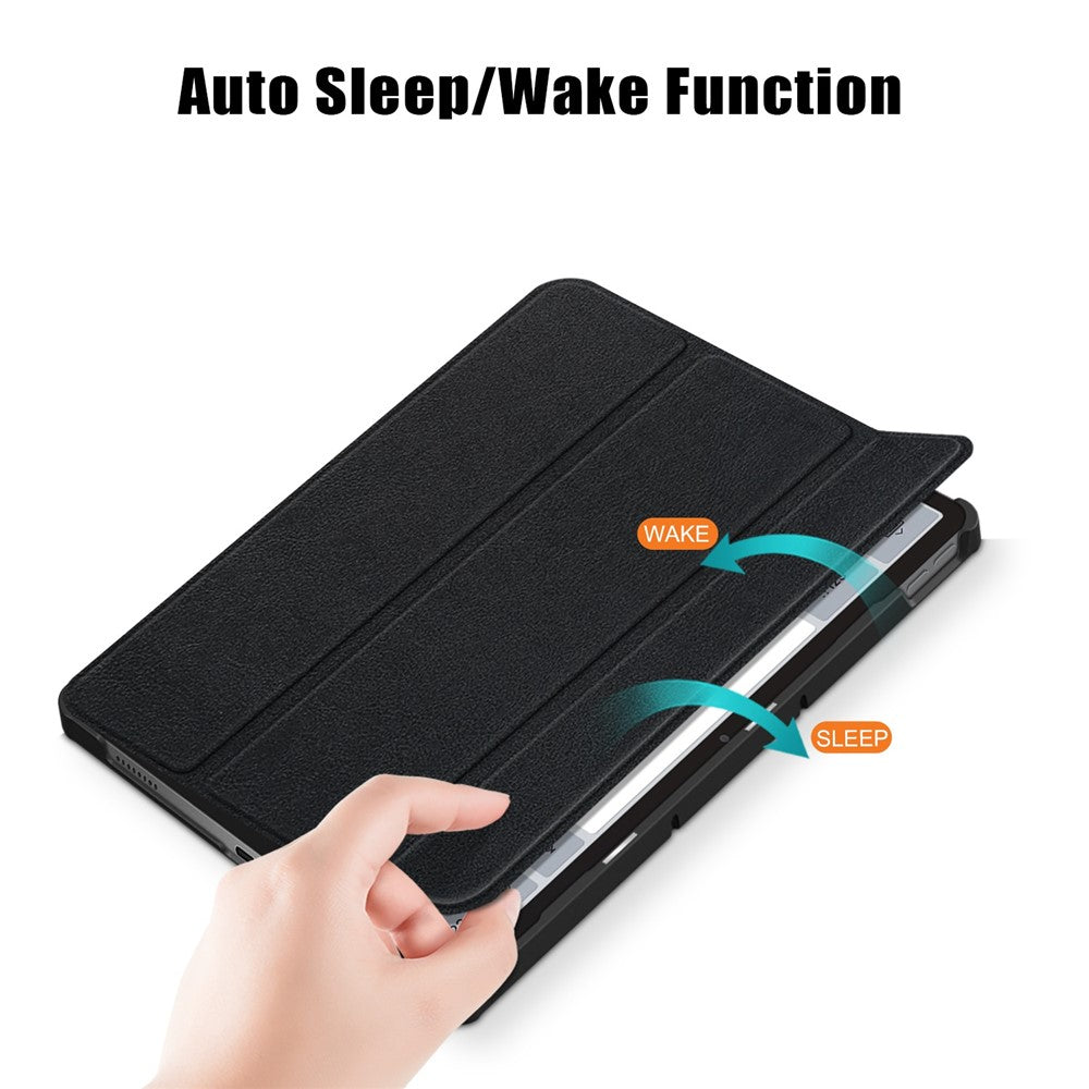 For Lenovo Tab P11 Gen 2 Solid Color PU Leather Tablet Case Tri-fold Stand Auto Wake  /  Sleep Smart Cover