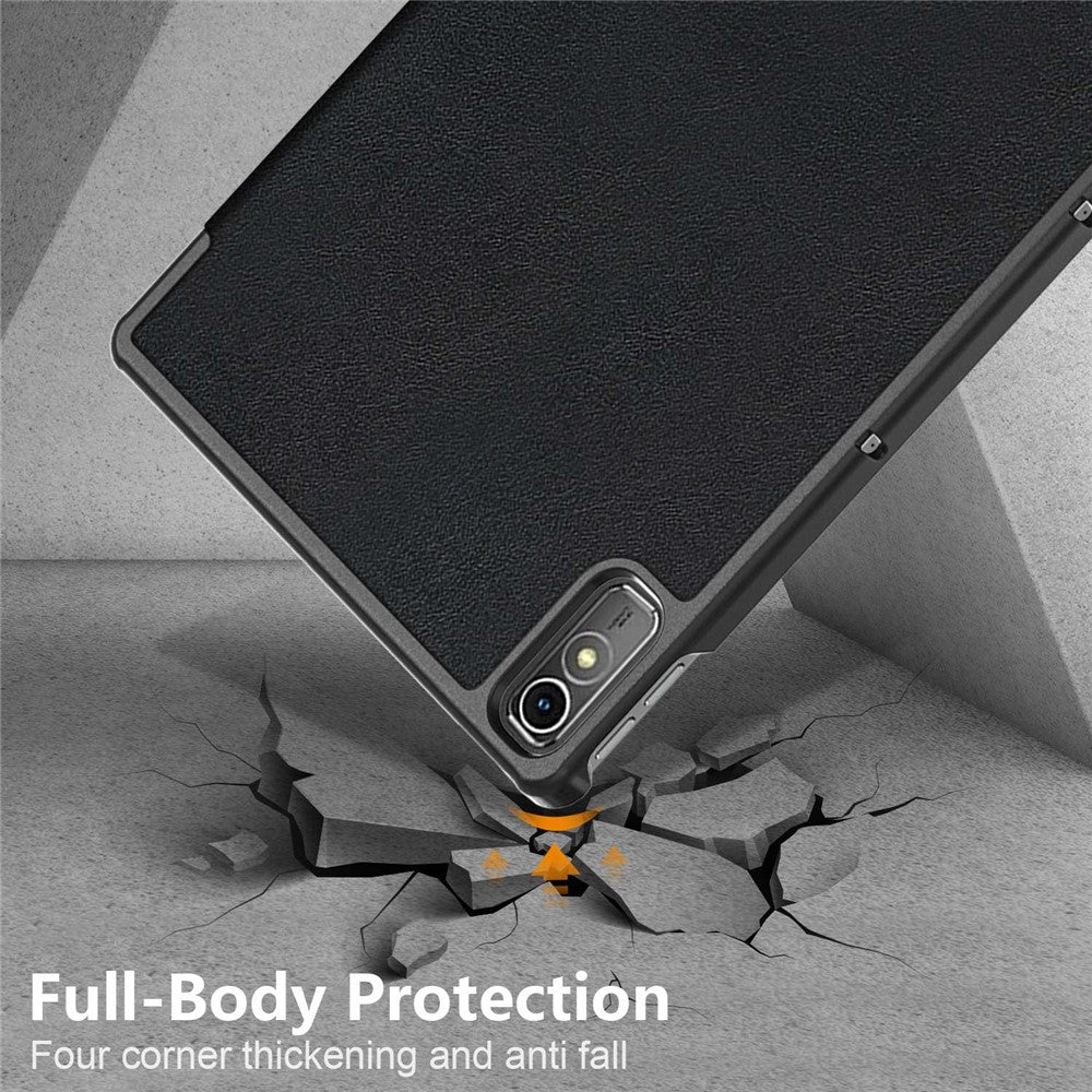 For Lenovo Tab P11 Gen 2 Solid Color PU Leather Tablet Case Tri-fold Stand Auto Wake  /  Sleep Smart Cover