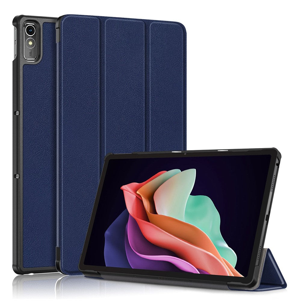 For Lenovo Tab P11 Gen 2 Solid Color PU Leather Tablet Case Tri-fold Stand Auto Wake  /  Sleep Smart Cover