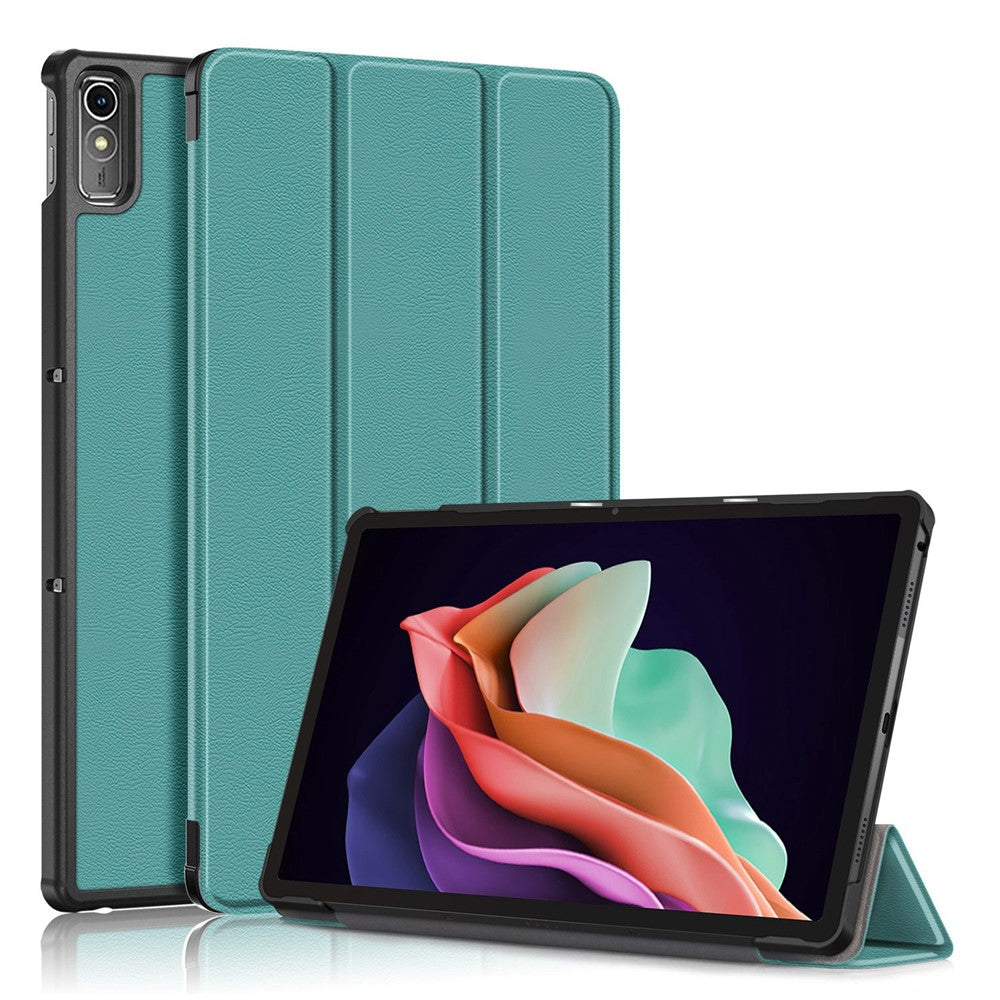 For Lenovo Tab P11 Gen 2 Solid Color PU Leather Tablet Case Tri-fold Stand Auto Wake  /  Sleep Smart Cover