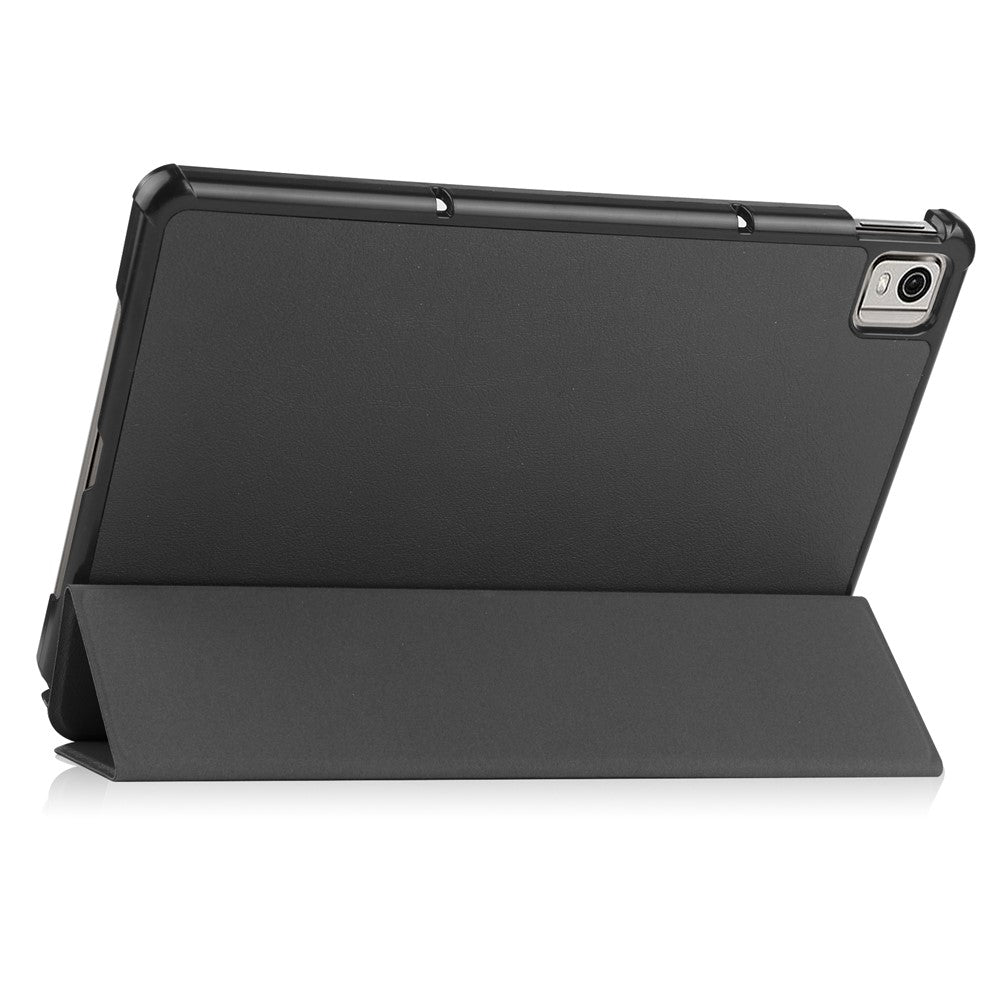 For Nokia T21 Tri-fold Stand Smart Auto Wake / Sleep Cover PU Leather Anti-Scratch Tablet Case