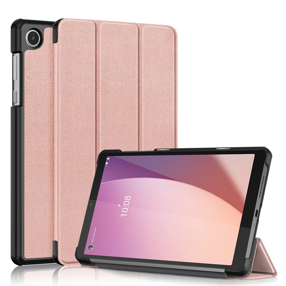 For Lenovo Tab M8 (4th Gen) 2024 TB-301XU / M8 (4th Gen) 2023 TB-300FU Tri-Fold Stand Solid Color PU Leather Tablet Cover