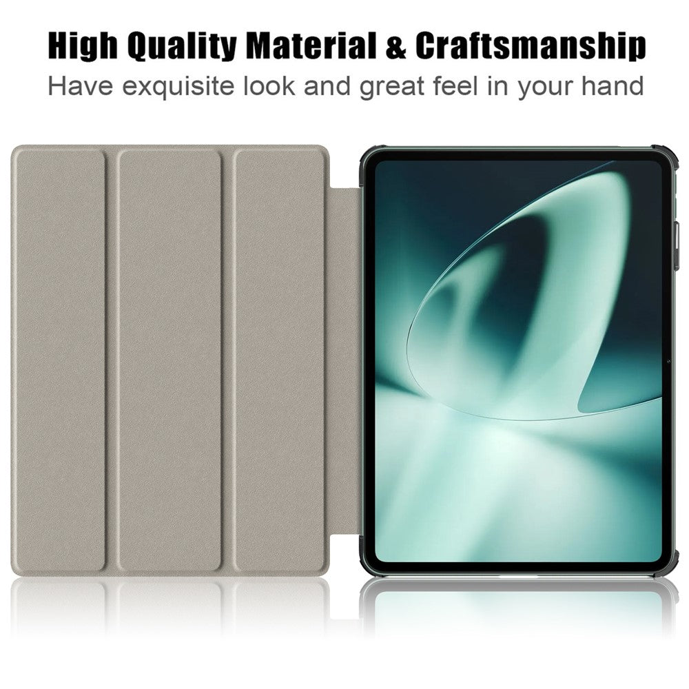 Leather Tablet Case for OnePlus Pad / Oppo Pad 2 Tri-fold Stand Tablet Cover with Auto Wake / Sleep