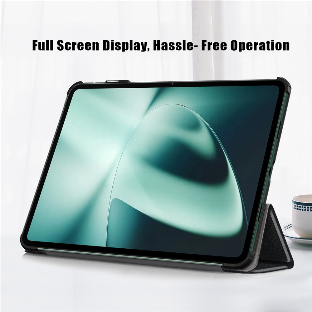 Leather Tablet Case for OnePlus Pad / Oppo Pad 2 Tri-fold Stand Tablet Cover with Auto Wake / Sleep