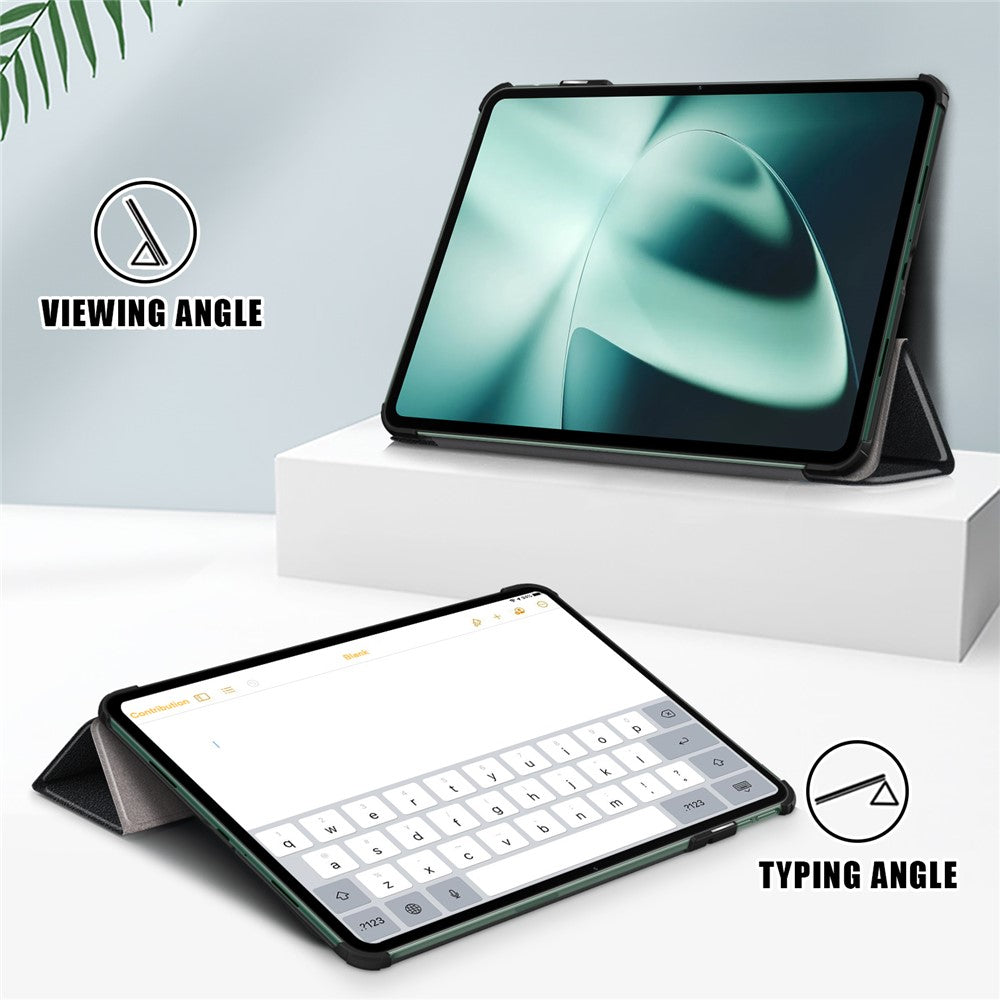 Leather Tablet Case for OnePlus Pad / Oppo Pad 2 Tri-fold Stand Tablet Cover with Auto Wake / Sleep