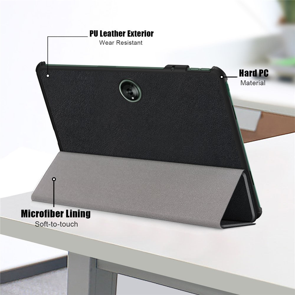 Leather Tablet Case for OnePlus Pad / Oppo Pad 2 Tri-fold Stand Tablet Cover with Auto Wake / Sleep