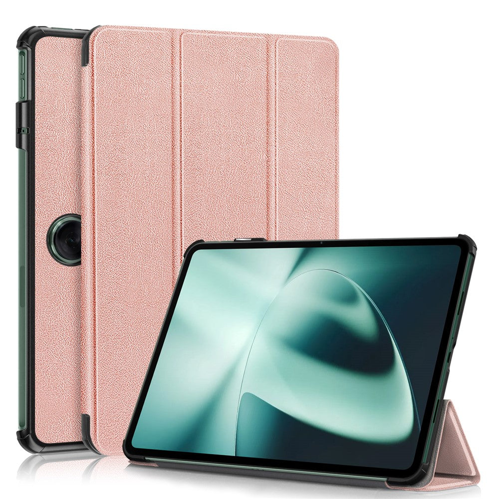 Leather Tablet Case for OnePlus Pad / Oppo Pad 2 Tri-fold Stand Tablet Cover with Auto Wake / Sleep
