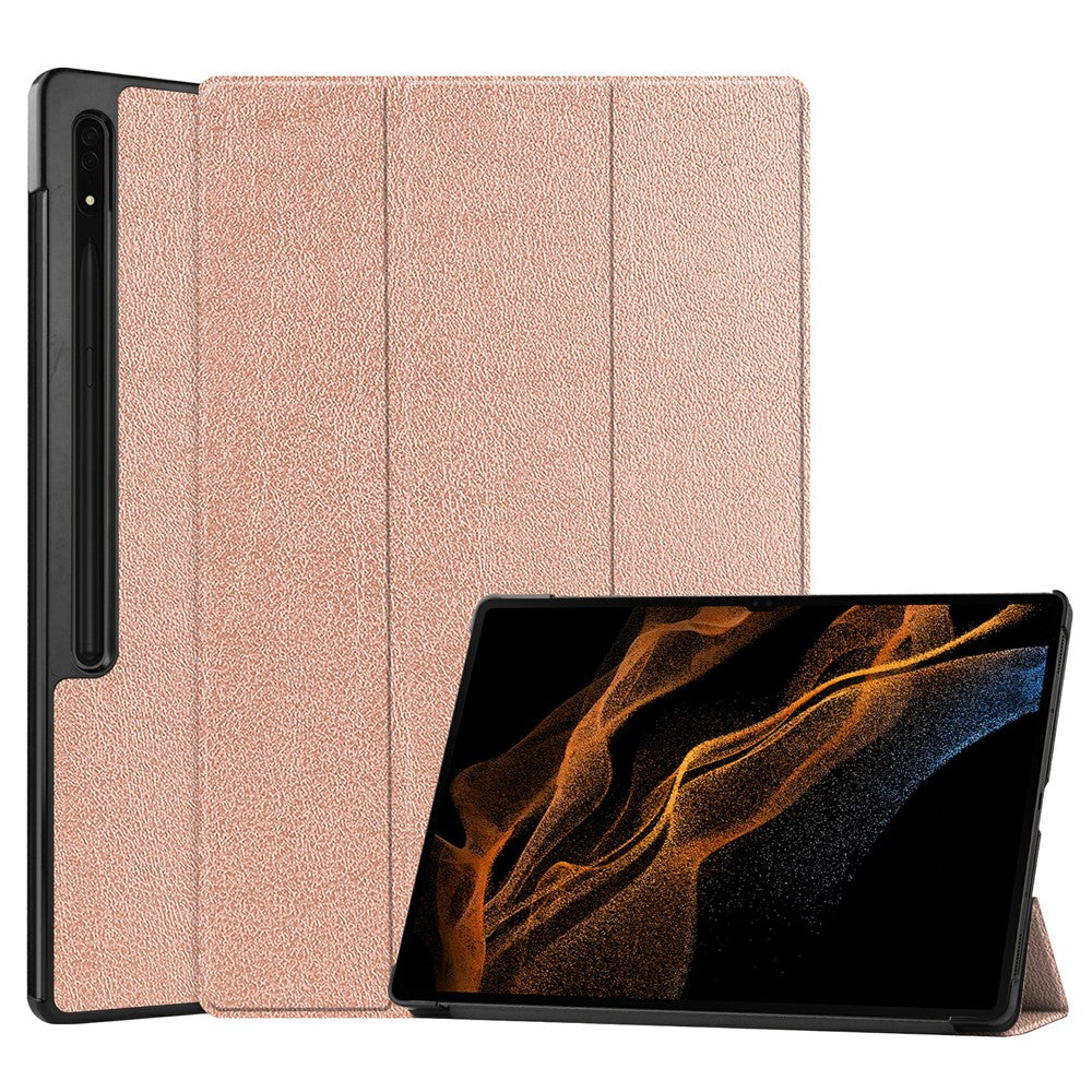 For Samsung Galaxy Tab S8 Ultra Tri-fold Stand Tablet Case Auto Wake / Sleep Leather Tablet Cover