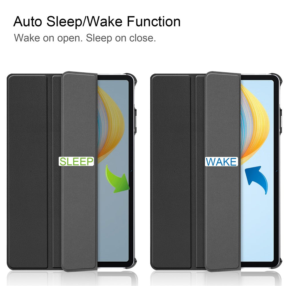 For Honor Pad V8 Tri-fold Stand Tablet Case PU Leather Full Protective Cover with Auto Sleep / Wake